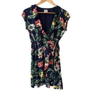 Aritzia Sunday Best Savoy Wrap Dress Navy Floral Size 0 Ruffle Feminine Resort
